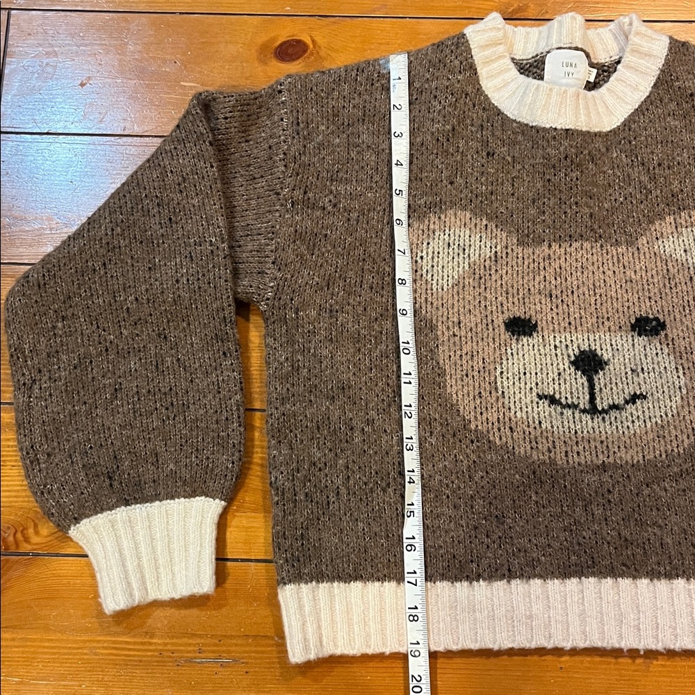 Luna Ivy /Anthropologie Teddy Bear Brown Sweater Size S EUC - Picture 9 of 11